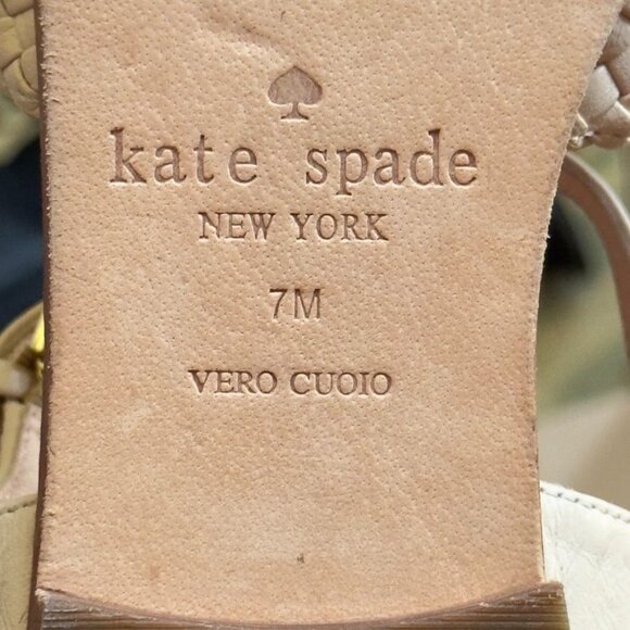 KATE SPADE New York Sunset Women's Sandals Beige Leather Woven Tassel Size 7M - Picture 14 of 16